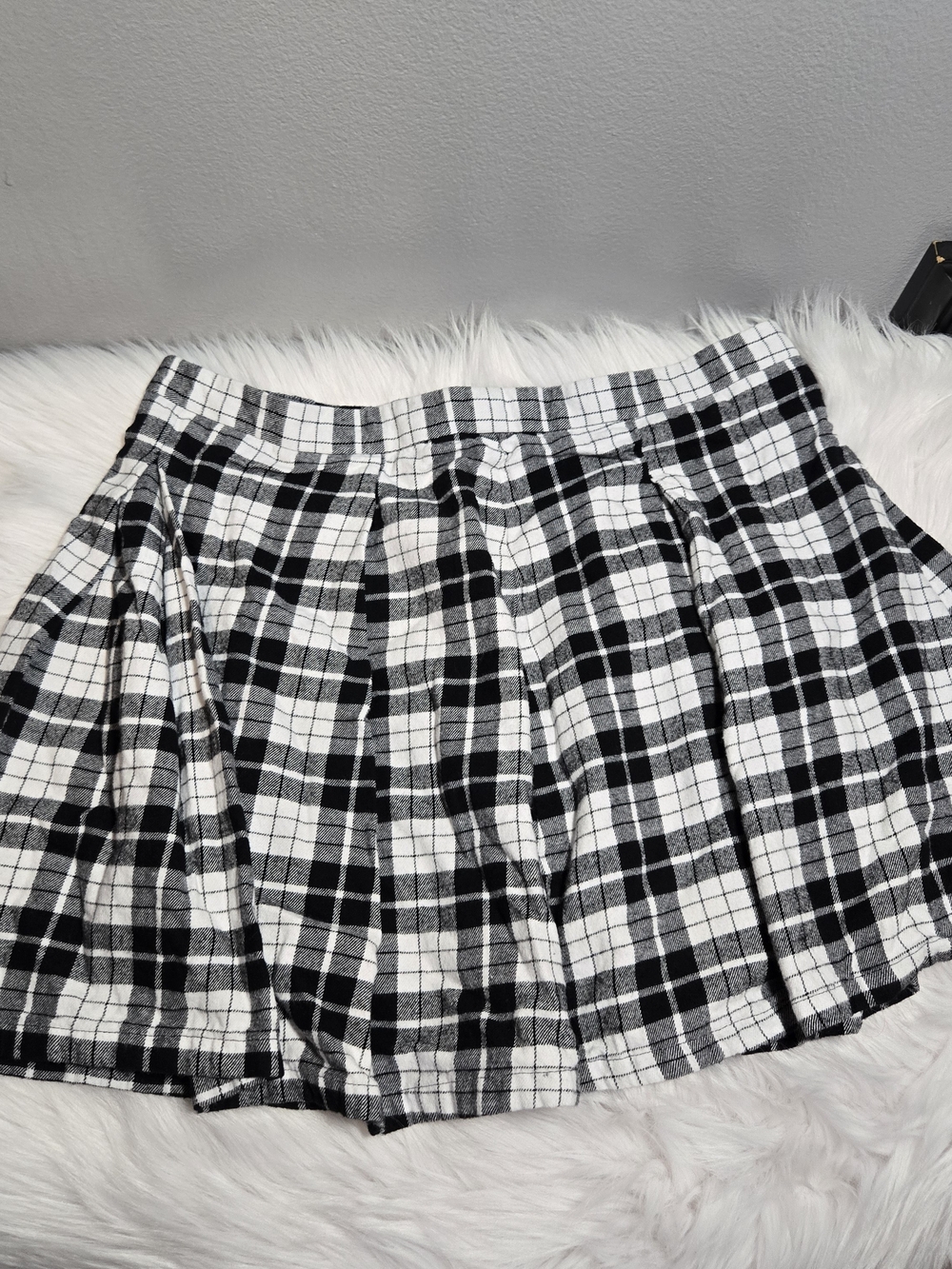 Joe Boxer Black and White Plaid Skater Skirt
